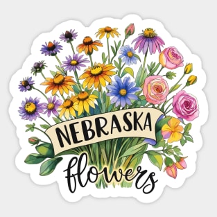 Nebraska Flowers - Nebraska Blooming Sticker